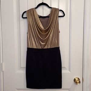 Forever 21 Gold Glitter and Black Cowl Neck Dress